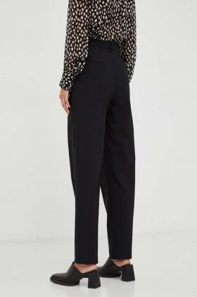 BA&SH pantaloni din lana culoarea negru, drept, high waist