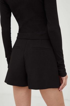 The Kooples pantaloni scurti femei, culoarea negru, neted, high waist