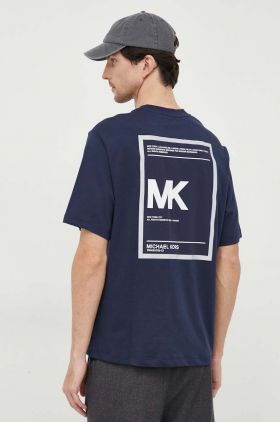 Michael Kors tricou din bumbac culoarea albastru marin, cu imprimeu