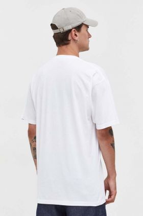 Vans tricou din bumbac culoarea alb, cu imprimeu