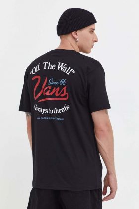 Vans tricou din bumbac culoarea negru, cu imprimeu