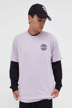 Vans tricou din bumbac culoarea violet, cu imprimeu