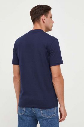 Lacoste tricou din bumbac culoarea albastru marin, cu imprimeu