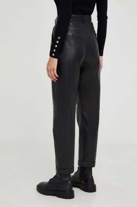 Answear Lab pantaloni de piele X limited collection NO SHAME femei, culoarea negru, drept, high waist