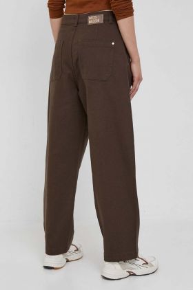 Mos Mosh pantaloni femei, culoarea maro, lat, high waist