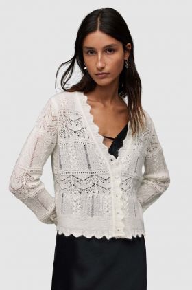 AllSaints cardigan VANESSA CARDIGAN femei, culoarea alb, light