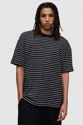 AllSaints tricou din bumbac RICKY SS CREW culoarea negru, modelator