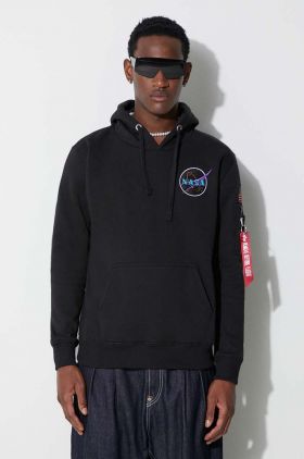 Alpha Industries bluză x Nasa Space Shuttle Hoody bărbați, culoarea negru, cu glugă, cu imprimeu 178317.556