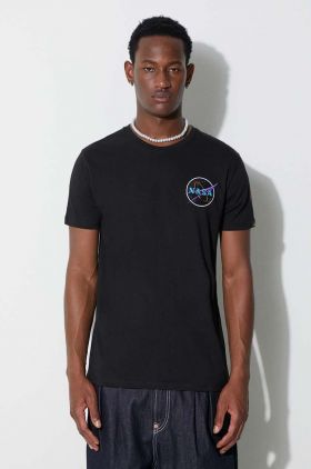 Alpha Industries tricou din bumbac Space Shuttle T culoarea negru, cu imprimeu 176507.556