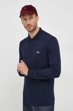 Lacoste longsleeve barbati, culoarea albastru marin, neted