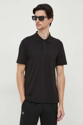 Lacoste tricou polo barbati, culoarea negru, neted