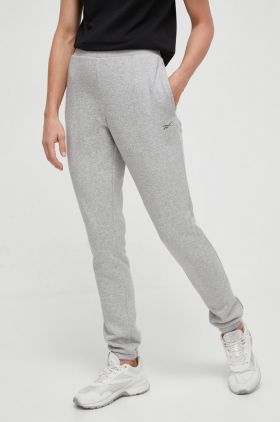 Reebok pantaloni de trening LUX COLLECTION culoarea gri, melanj