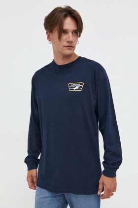 Vans longsleeve din bumbac culoarea albastru marin, cu imprimeu