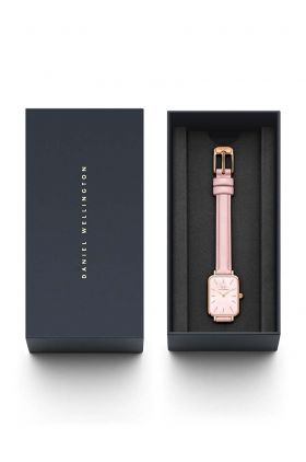 Daniel Wellington ceas Quadro Pink leather femei, culoarea roz