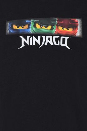 Lego longsleeve din bumbac pentru copii culoarea negru, cu imprimeu