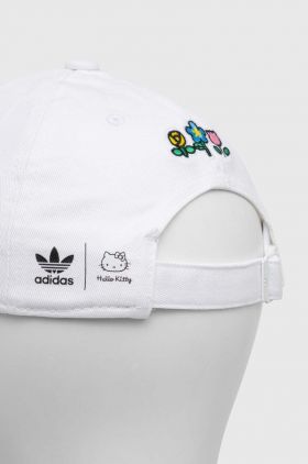 adidas Originals șapcă din bumbac pentru copii x Hello Kitty culoarea alb, cu imprimeu