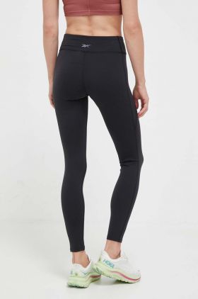 Reebok leggins de antrenament Lux culoarea negru, neted