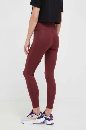 Reebok leggins de antrenament Lux culoarea bordo, neted