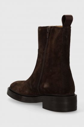 Gant cizme din piele intoarsa Fallwi femei, culoarea maro, cu toc plat, 27543335.G399