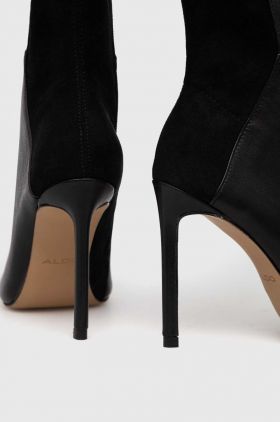 Aldo ghete de piele Milann femei, culoarea negru, cu toc cui, 13658290.MILANN