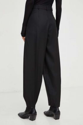 By Malene Birger pantaloni femei, culoarea negru, lat, high waist