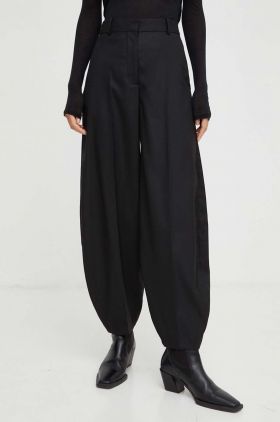 By Malene Birger pantaloni femei, culoarea negru, lat, high waist