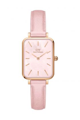 Daniel Wellington ceas Quadro Pink leather femei, culoarea roz