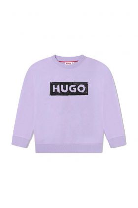 HUGO bluza copii culoarea violet, cu imprimeu