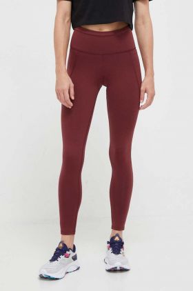 Reebok leggins de antrenament Lux culoarea bordo, neted