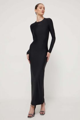 Rotate rochie culoarea negru, maxi, mulata