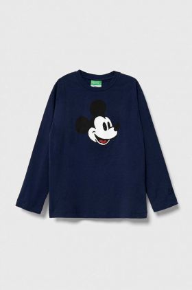 United Colors of Benetton longsleeve din bumbac pentru copii x Disney culoarea albastru marin, cu imprimeu