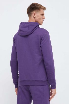 EA7 Emporio Armani hanorac de bumbac barbati, culoarea violet, cu glugă, cu imprimeu