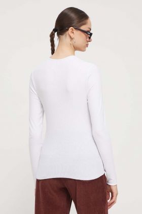 Abercrombie & Fitch longsleeve femei, culoarea alb