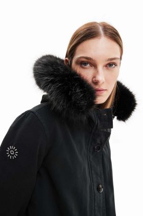 Desigual parka pentru copii femei, culoarea negru, de iarna