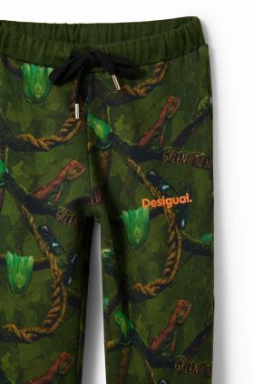 Desigual pantaloni de trening pentru copii culoarea verde, modelator