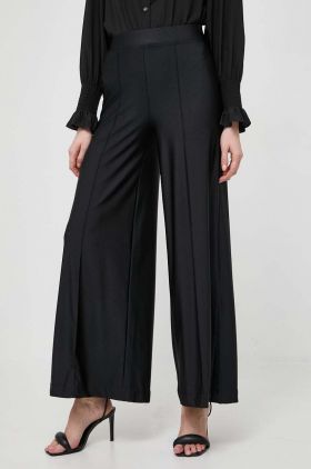 Notes du Nord pantaloni femei, culoarea negru, lat, high waist