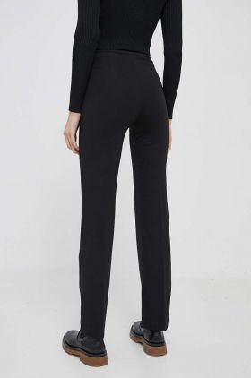 United Colors of Benetton pantaloni femei, culoarea negru, drept, high waist