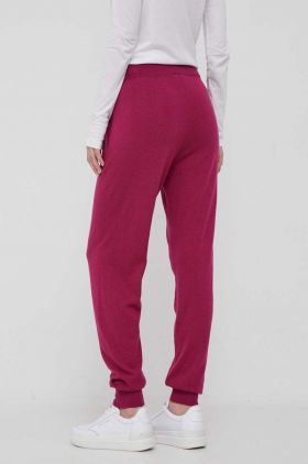 United Colors of Benetton pantaloni din amestec de casmir culoarea roz, drept, high waist