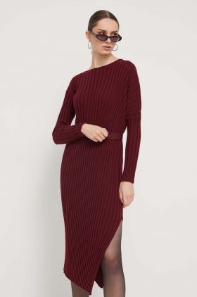 Iceberg rochie din amestec de lana culoarea bordo, midi, drept