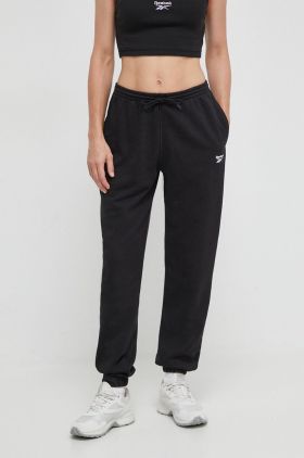 Reebok pantaloni de trening culoarea negru, neted