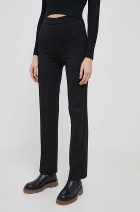 United Colors of Benetton pantaloni femei, culoarea negru, drept, high waist