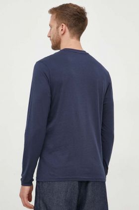 North Sails longsleeve din bumbac culoarea albastru marin, neted