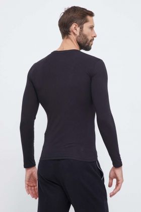 Emporio Armani Underwear longsleeve lounge culoarea negru, cu imprimeu