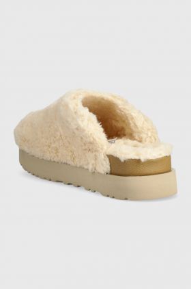 UGG papuci de lana Fuzz Sugar Slide culoarea bej, 1135132