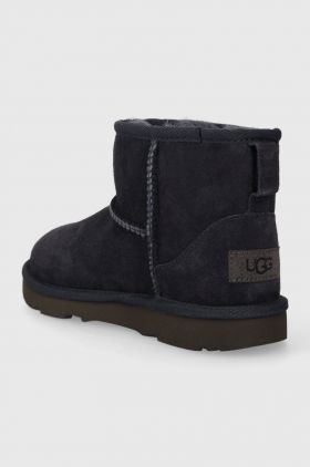 UGG cizme de zapada din piele intoarsa KIDS CLASSIC MINI II culoarea albastru marin