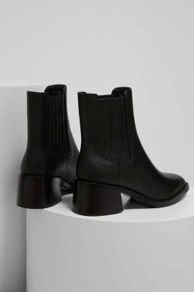 Answear Lab ghete chelsea de piele femei, culoarea negru, cu toc drept