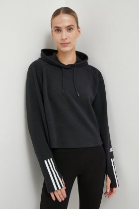 adidas Performance hanorac de antrenament culoarea negru, cu glugă, cu imprimeu