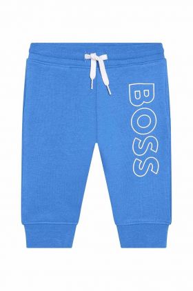 BOSS pantaloni de trening pentru copii culoarea albastru marin, cu imprimeu