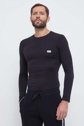 Emporio Armani Underwear longsleeve lounge culoarea negru, cu imprimeu