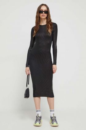 Iceberg rochie culoarea negru, midi, mulata